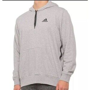 ADIDAS Mens Sweatshirt Size Medium Gray Hoodie SWEATSHIRT Kangaroo Pouch Logo